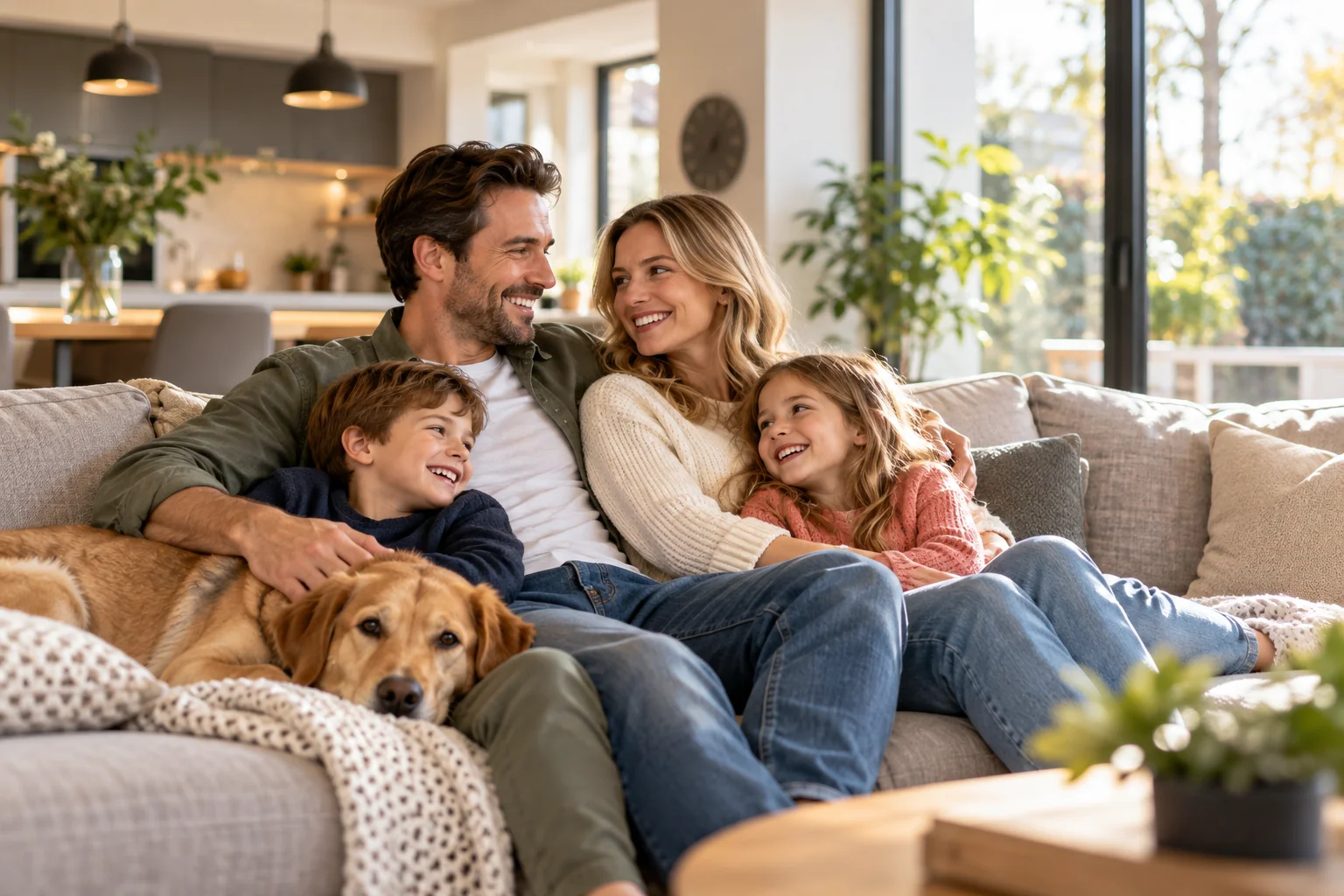 Family enjoying time together at home